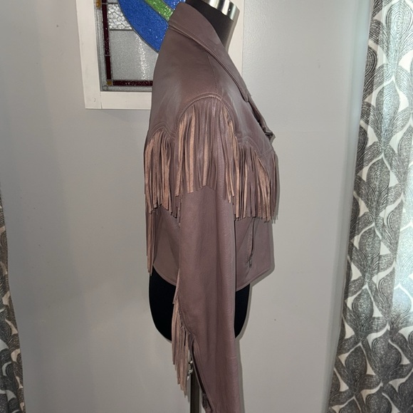 Fidelity Outerwear Buttery Soft Fringed Leather Jacket Western Dusty Purple SZ14 - Picture 7 of 10